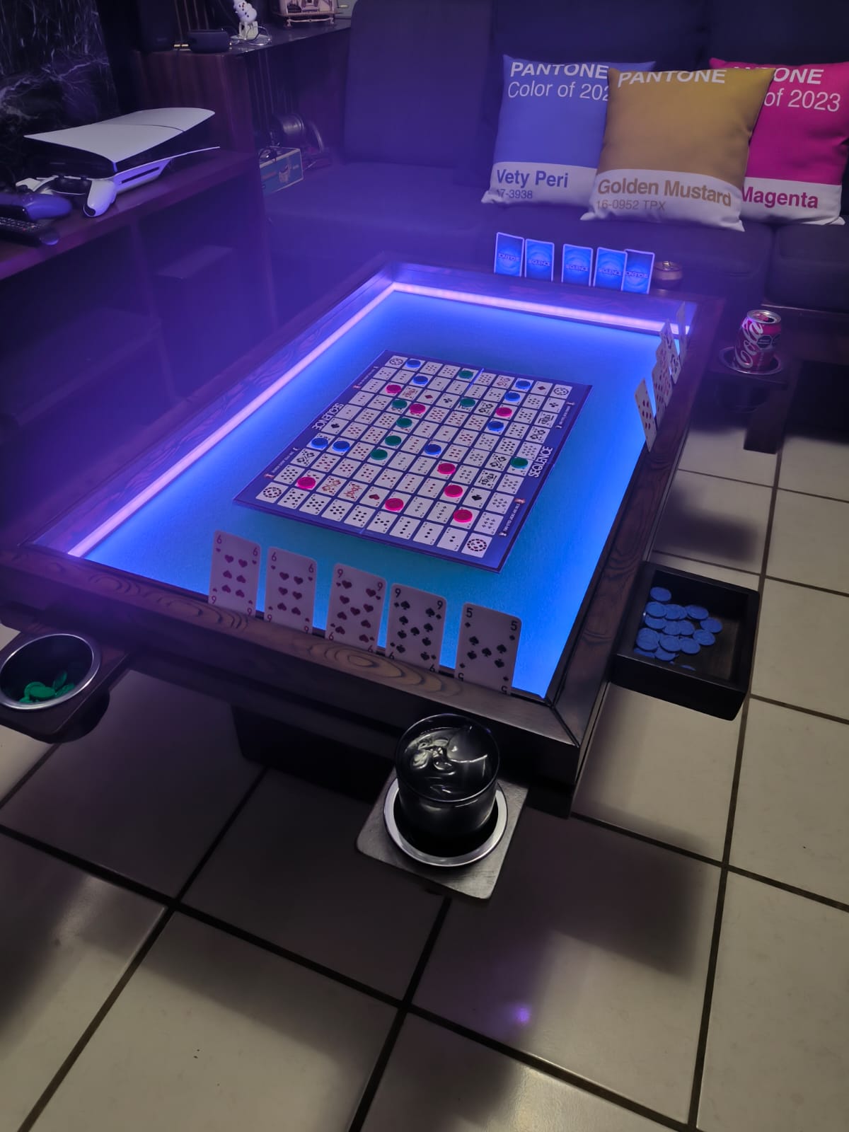 MESA DE CENTRO/JUEGOS RECTANGULAR CON LUZ LED