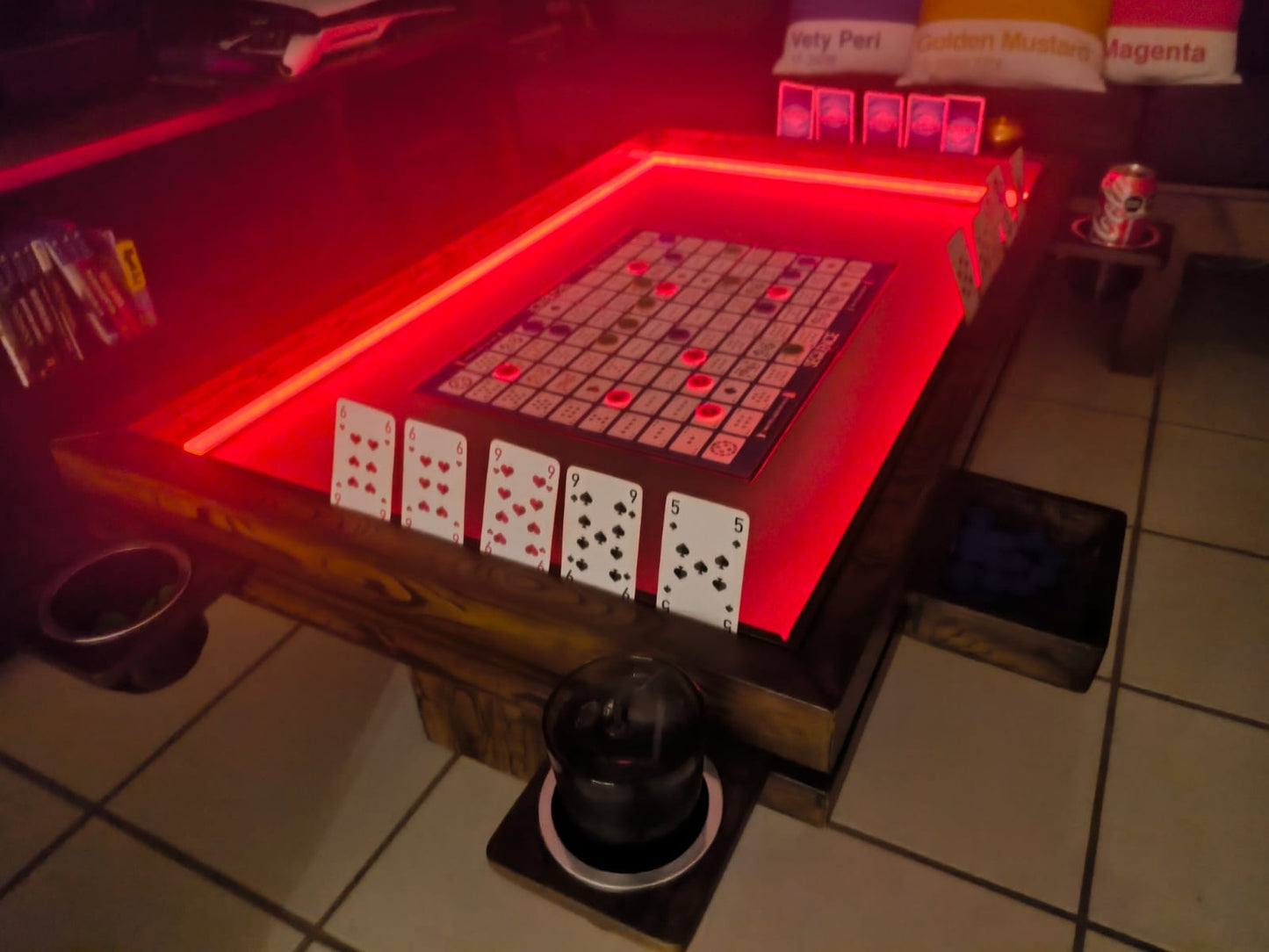 MESA DE CENTRO/JUEGOS RECTANGULAR CON LUZ LED