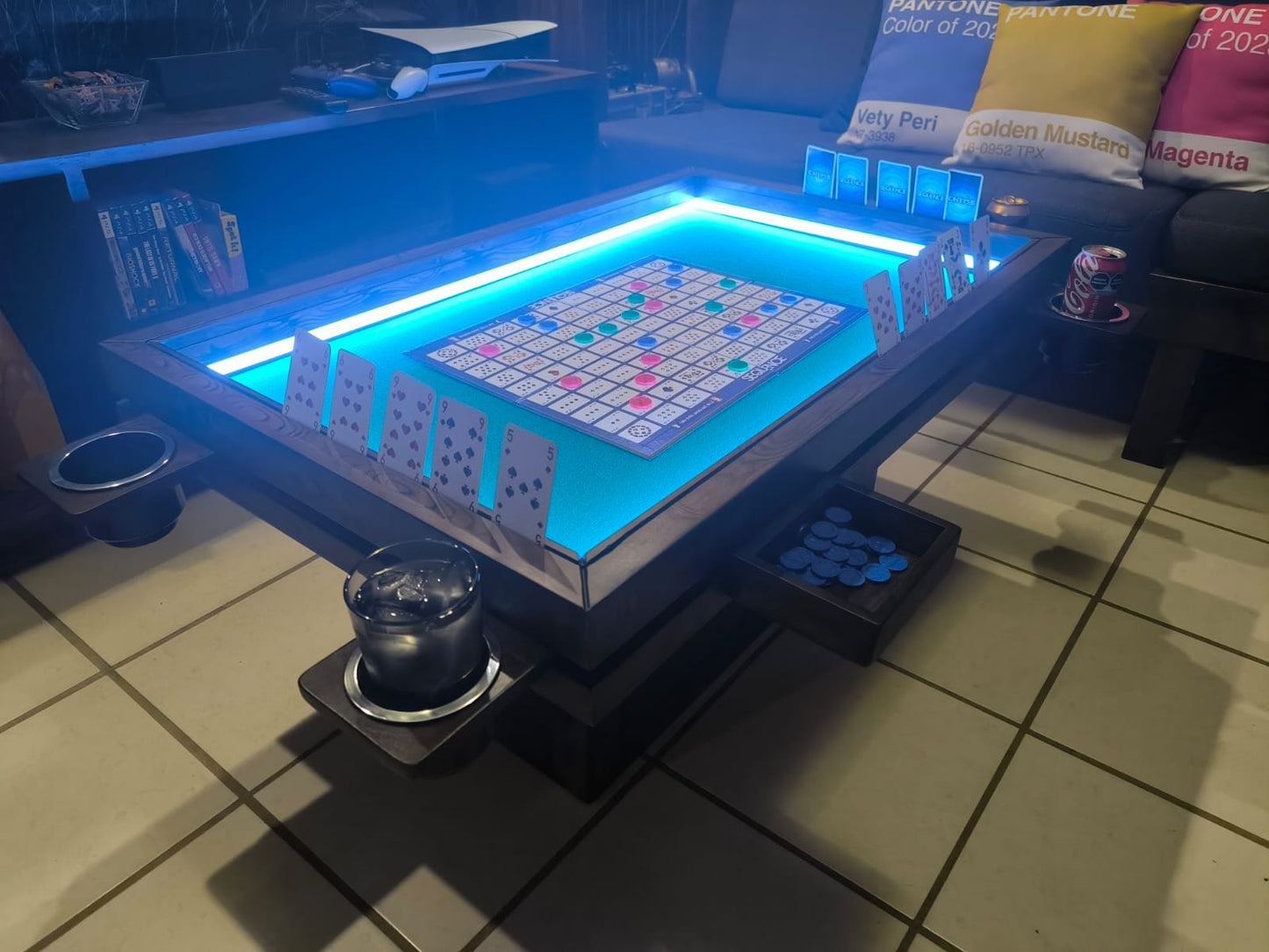 MESA DE CENTRO/JUEGOS RECTANGULAR CON LUZ LED