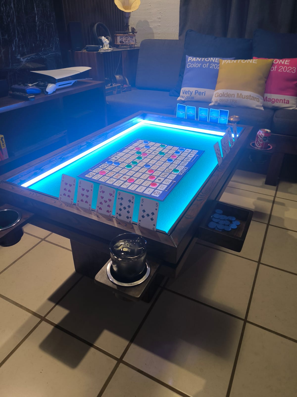 MESA DE CENTRO/JUEGOS RECTANGULAR CON LUZ LED