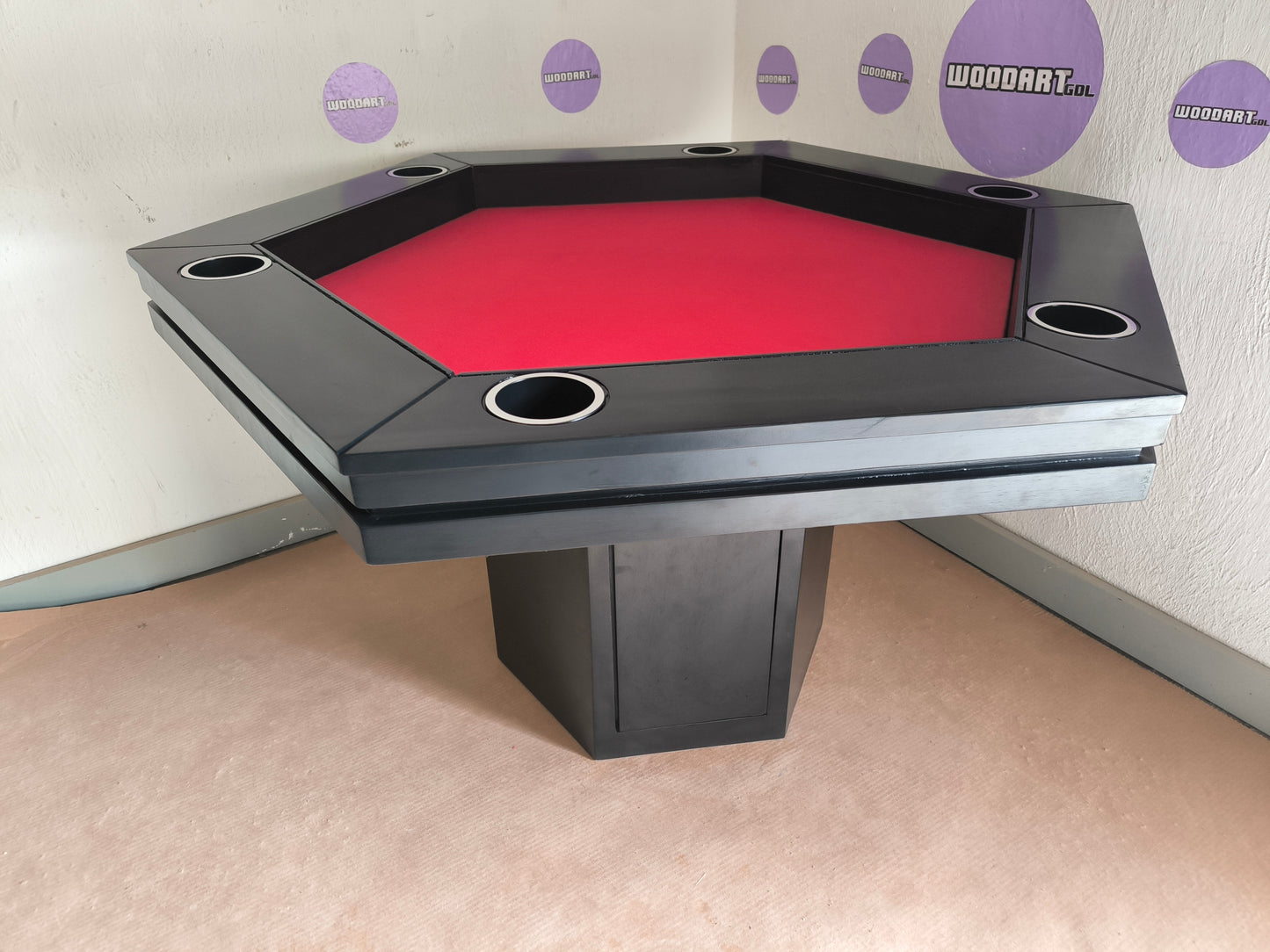 MESA DE POKER HEXAGONAL CON PORTAVASOS