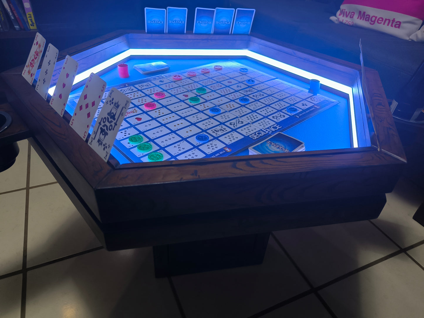 MESA HEXAGONAL DE CENTRO/JUEGOS CON LUZ LED