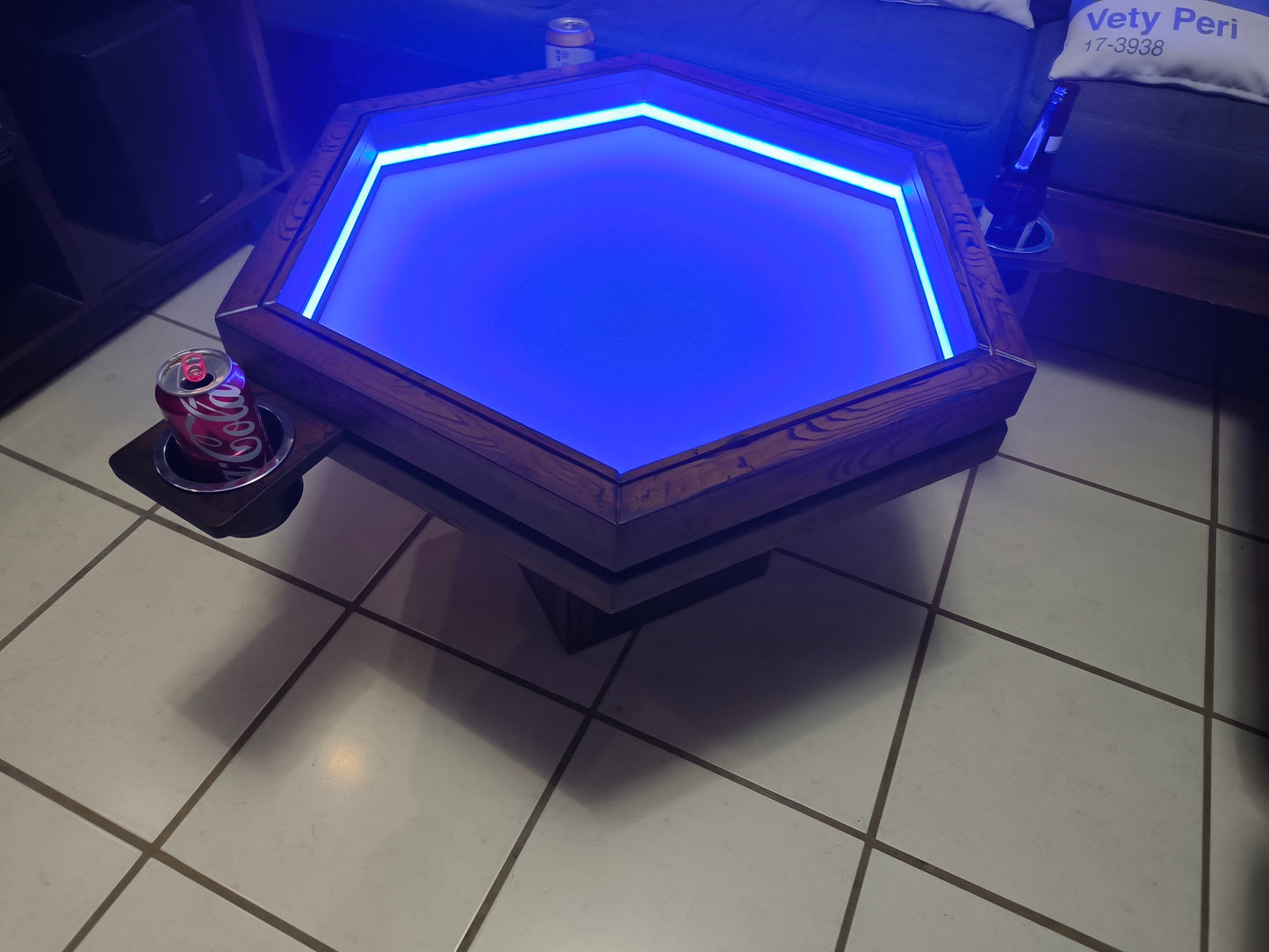 MESA HEXAGONAL DE CENTRO/JUEGOS CON LUZ LED