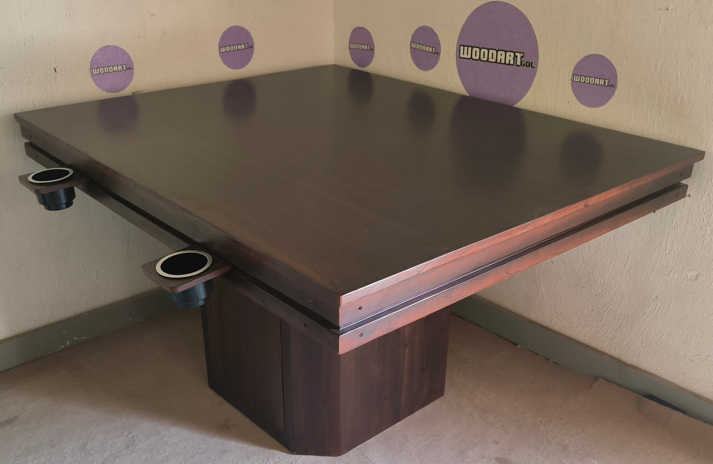 MESA/COMEDOR MODELO PEDESTAL CON LUZ LED para 6 personas 145cm x 120cm