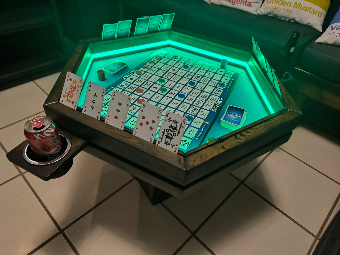 MESA HEXAGONAL DE CENTRO/JUEGOS CON LUZ LED