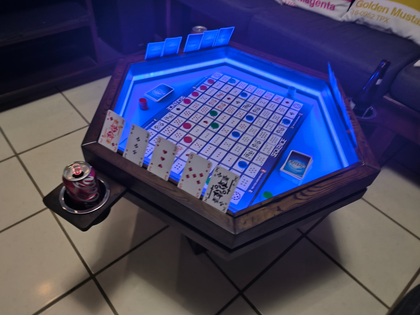 MESA HEXAGONAL DE CENTRO/JUEGOS CON LUZ LED