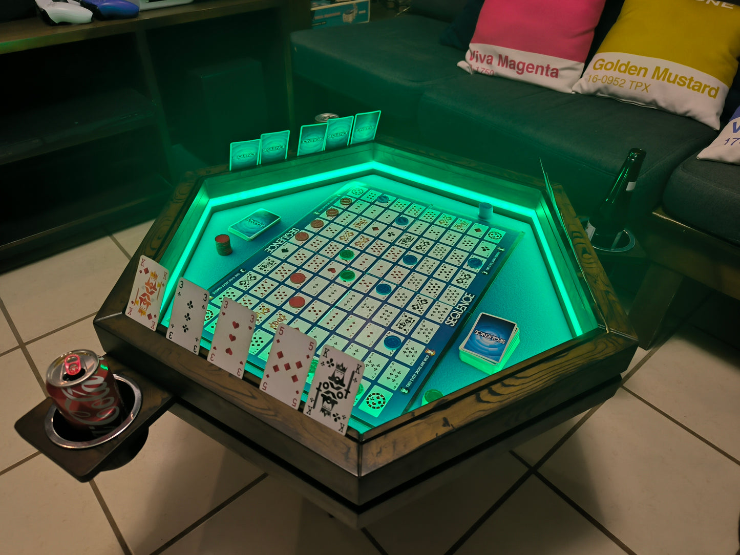 MESA HEXAGONAL DE CENTRO/JUEGOS CON LUZ LED