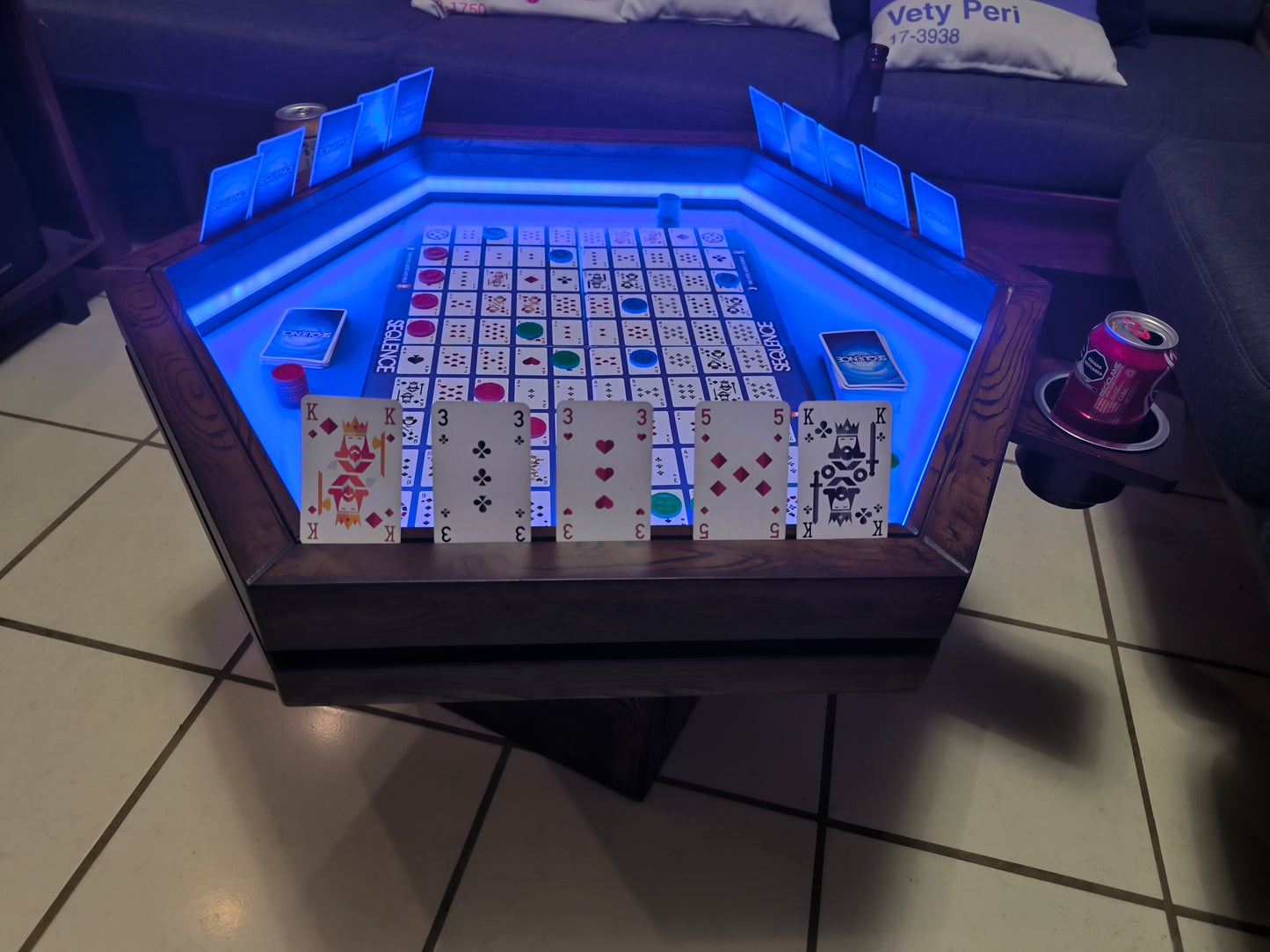 MESA HEXAGONAL DE CENTRO/JUEGOS CON LUZ LED