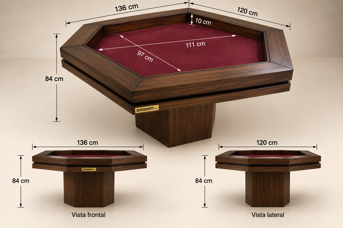 1 MESA HEXAGONAL SIN LUZ LED para 6 personas.