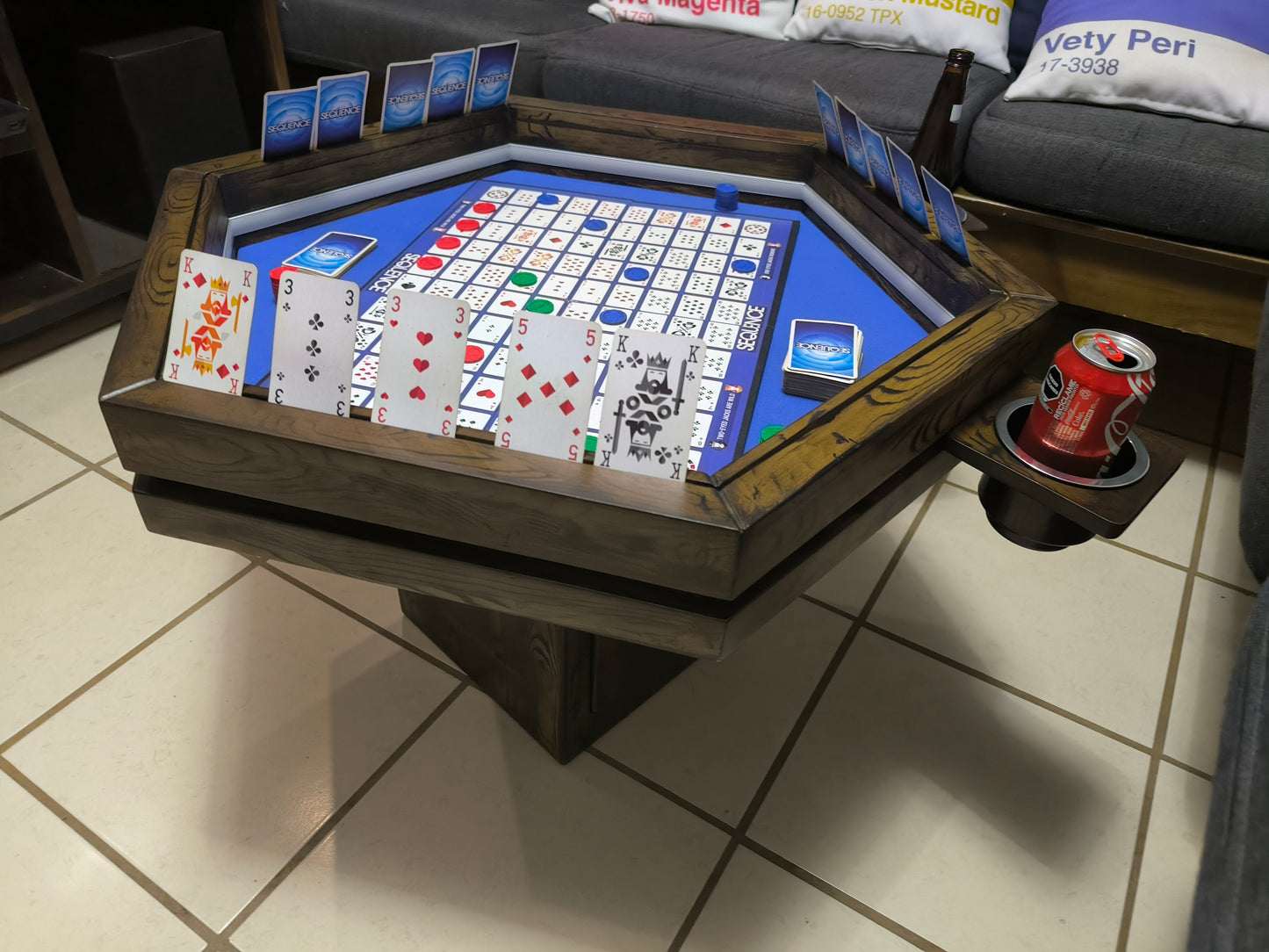 MESA HEXAGONAL DE CENTRO/JUEGOS CON LUZ LED