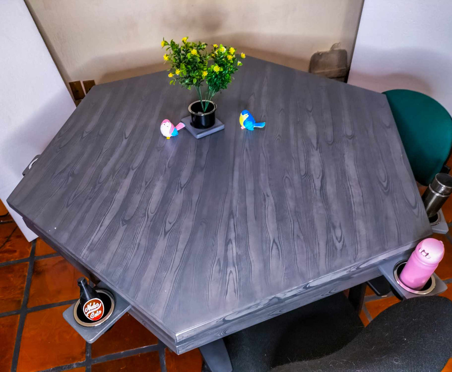 MESA DELUX HEXAGONAL CON LUZ LED CON PASA DADOS