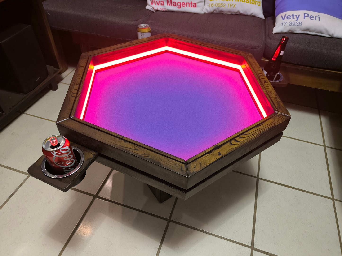 MESA HEXAGONAL DE CENTRO/JUEGOS CON LUZ LED