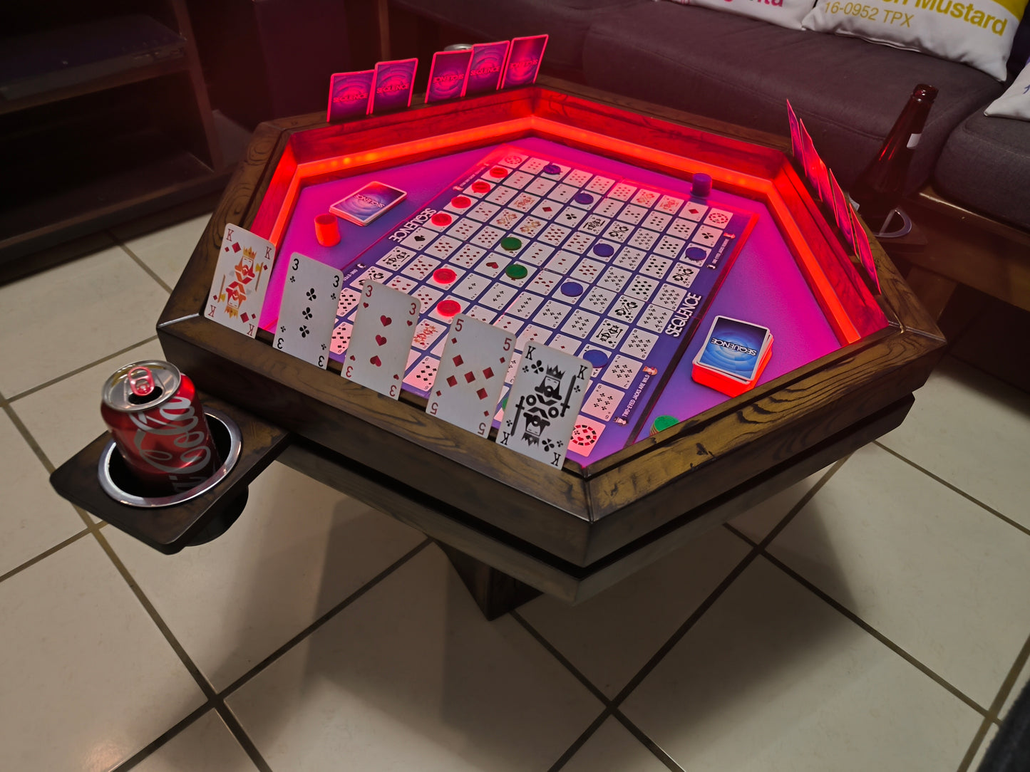 MESA HEXAGONAL DE CENTRO/JUEGOS CON LUZ LED