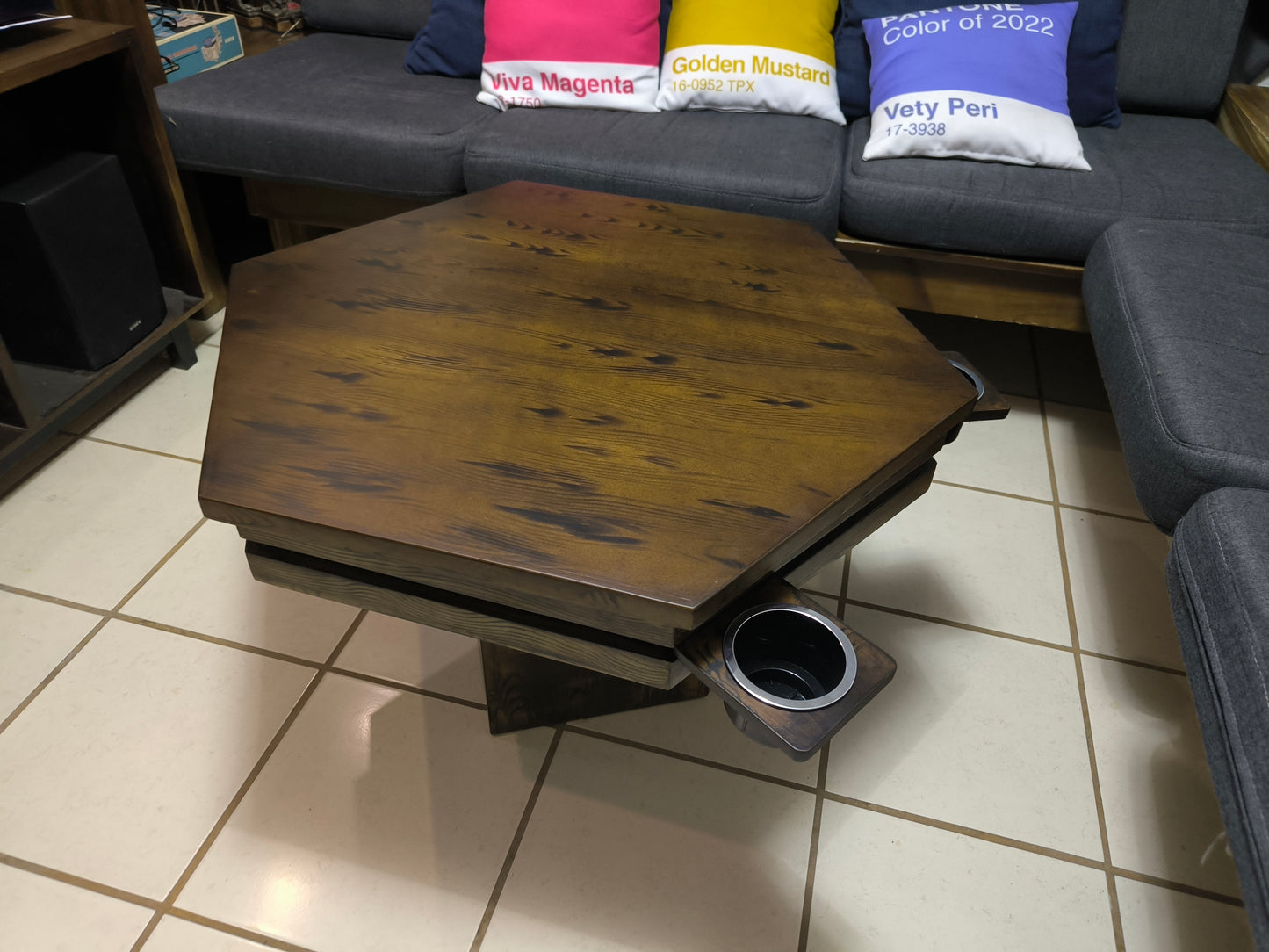 MESA HEXAGONAL DE CENTRO/JUEGOS CON LUZ LED