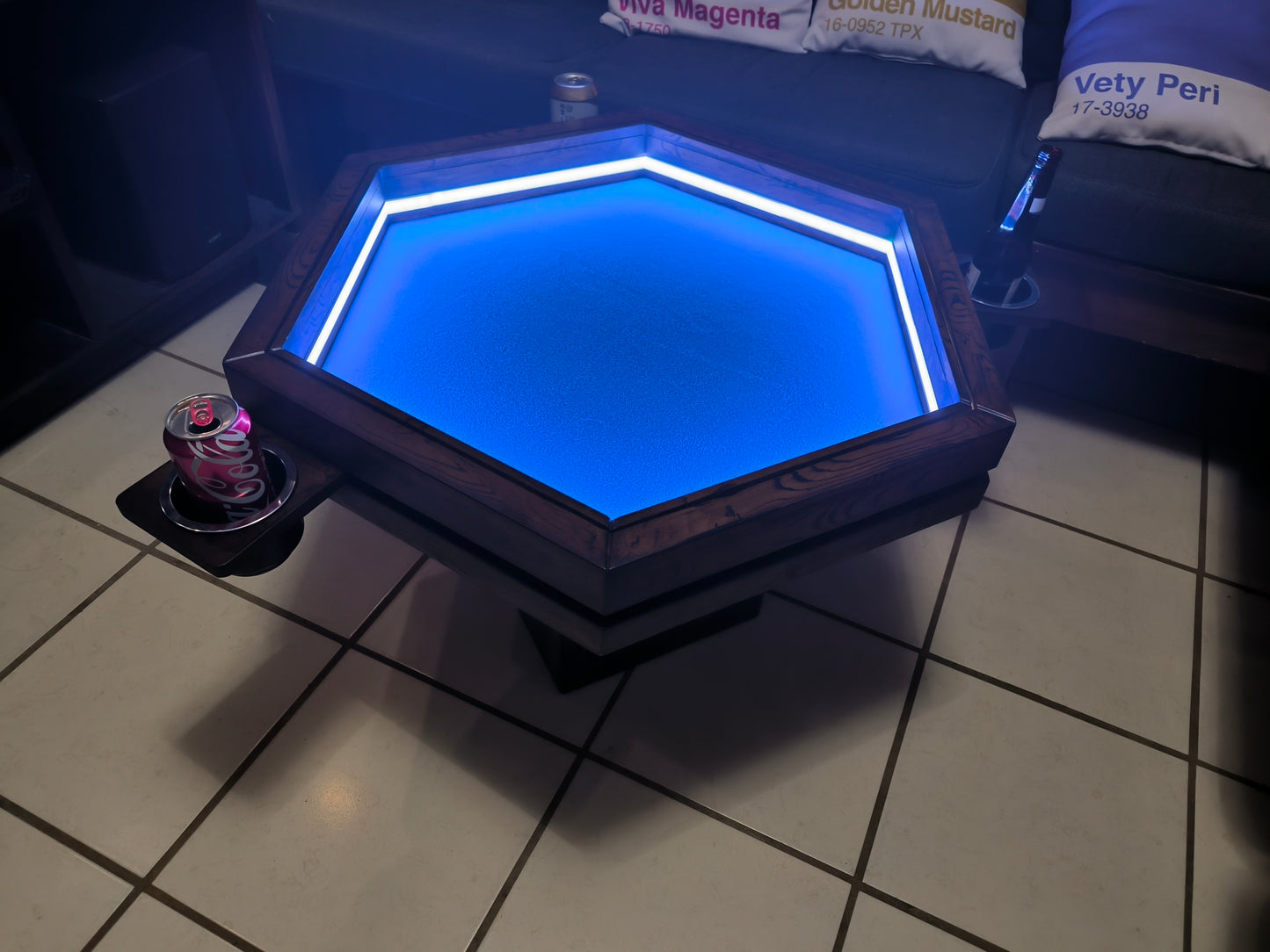 MESA HEXAGONAL DE CENTRO/JUEGOS CON LUZ LED