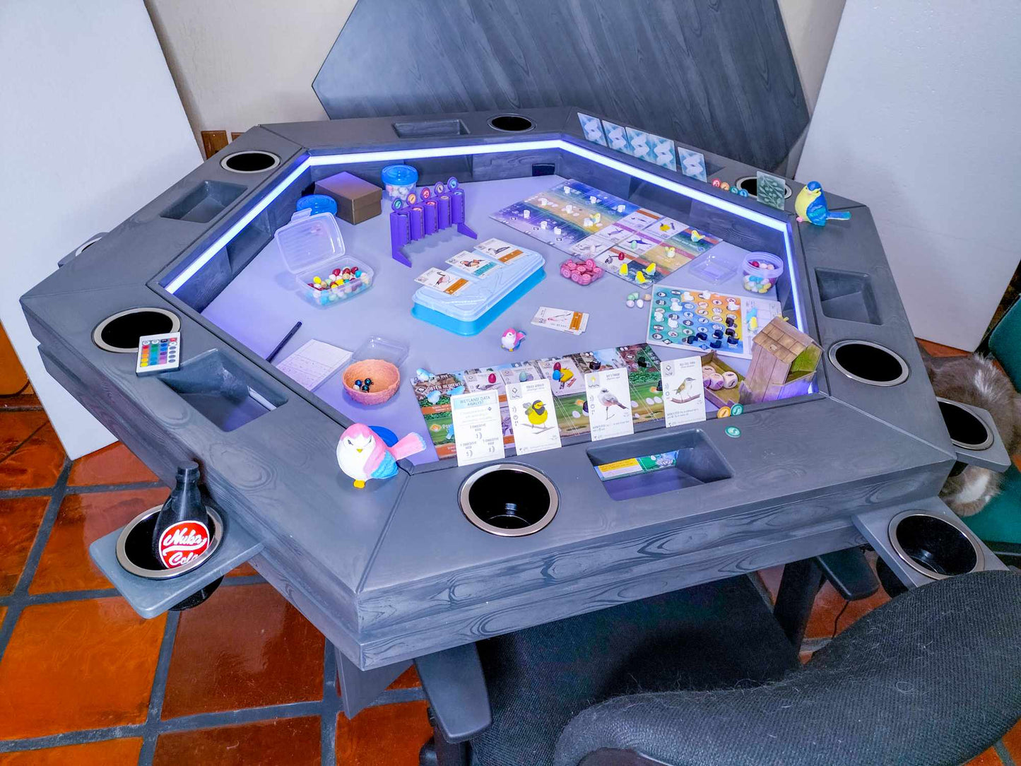 MESA DELUX HEXAGONAL CON LUZ LED CON PASA DADOS