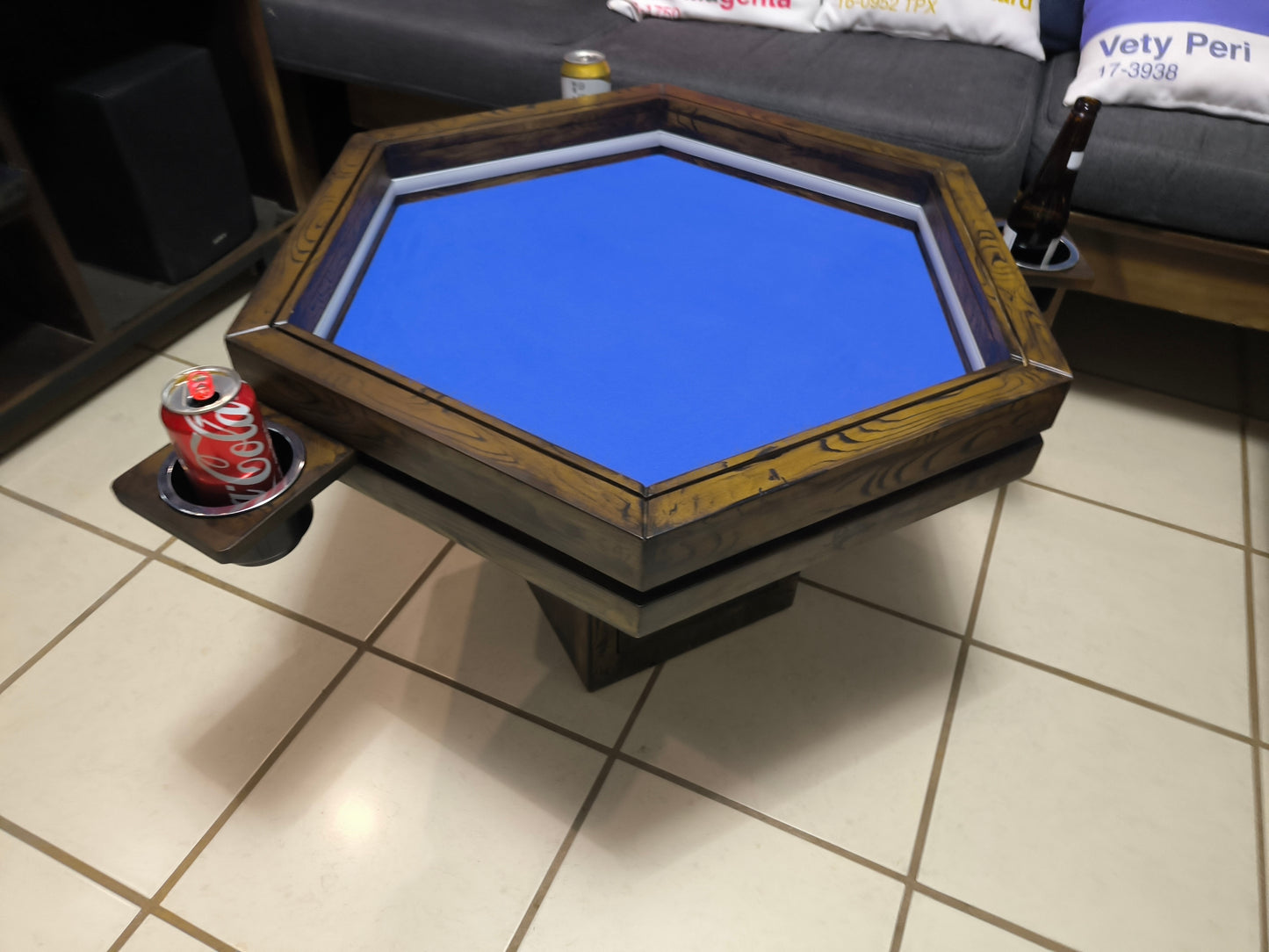 MESA HEXAGONAL DE CENTRO/JUEGOS CON LUZ LED