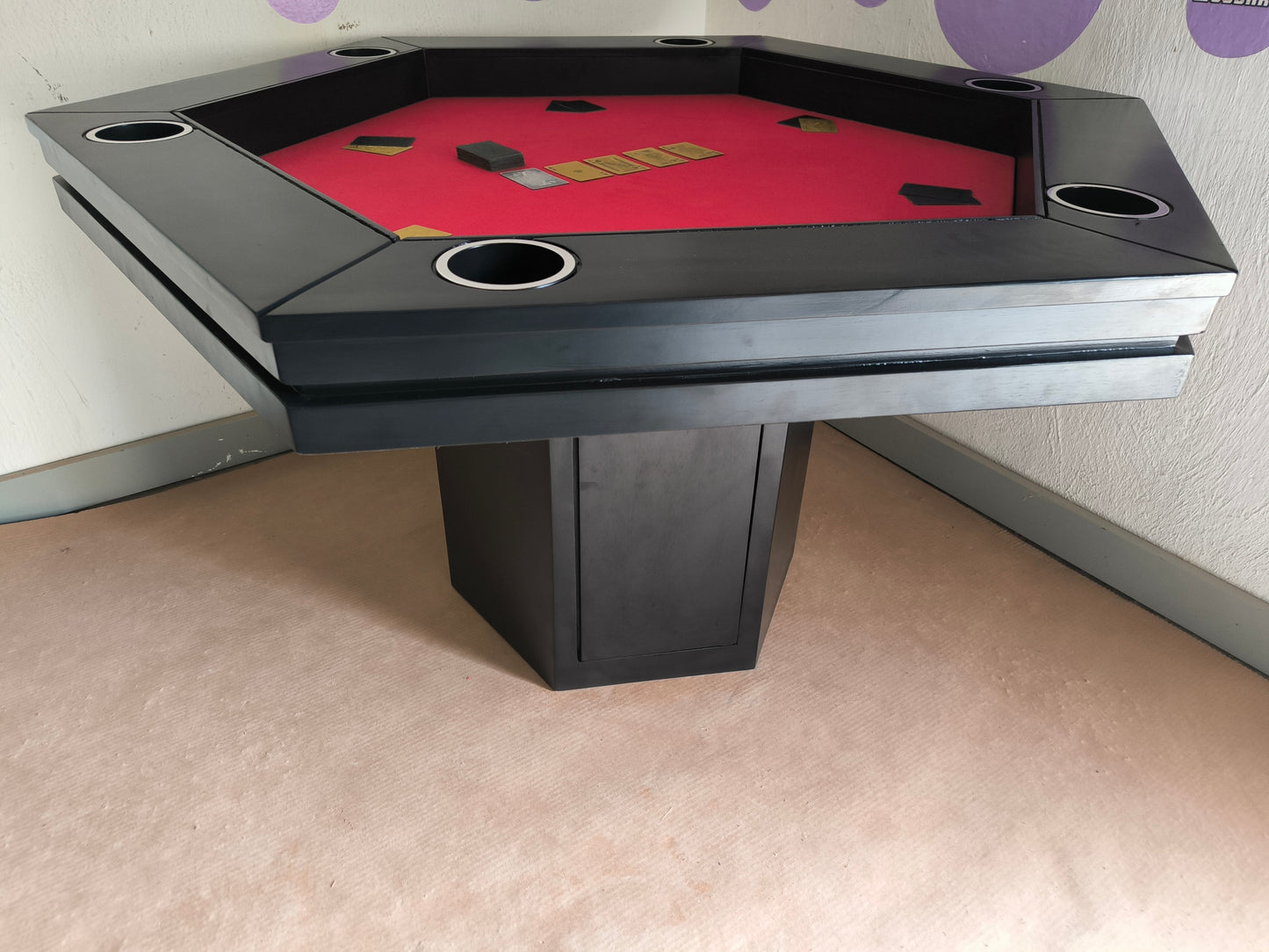 MESA DE POKER HEXAGONAL CON PORTAVASOS
