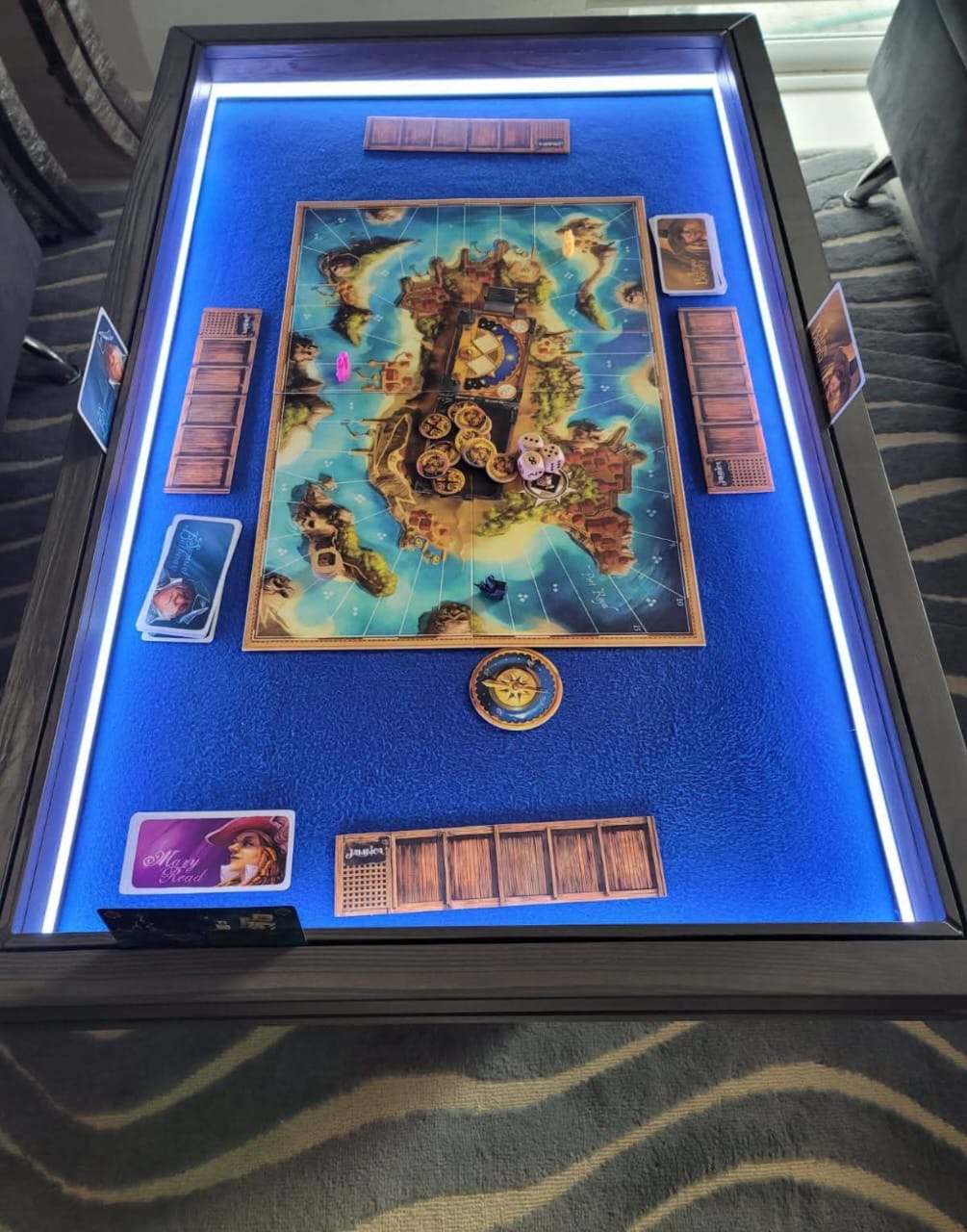 MESA DE CENTRO/JUEGOS RECTANGULAR CON LUZ LED.