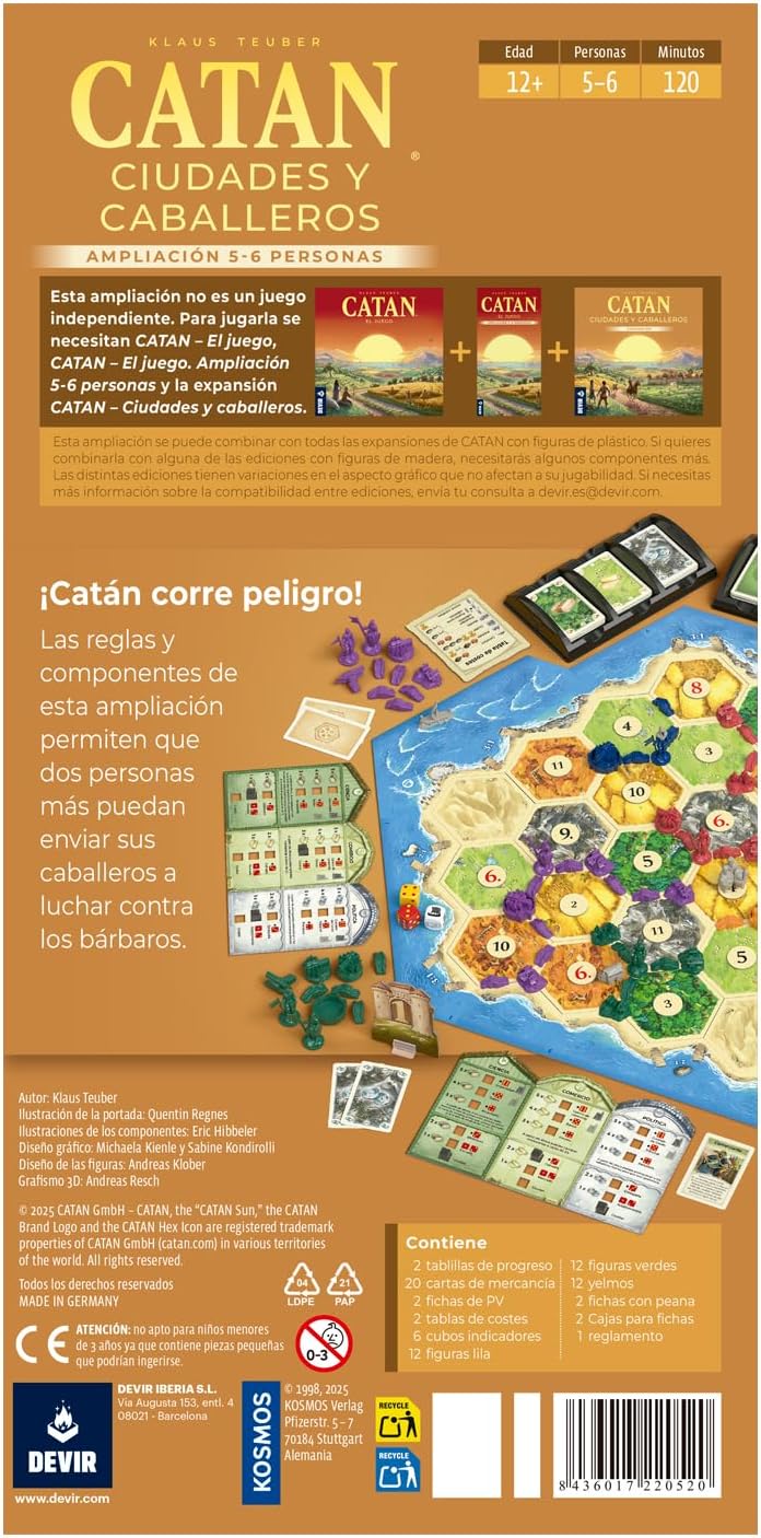 JUEGO DE MESA - Catan: Ciudades y caballeros: Ampliación 5-6 jugadores