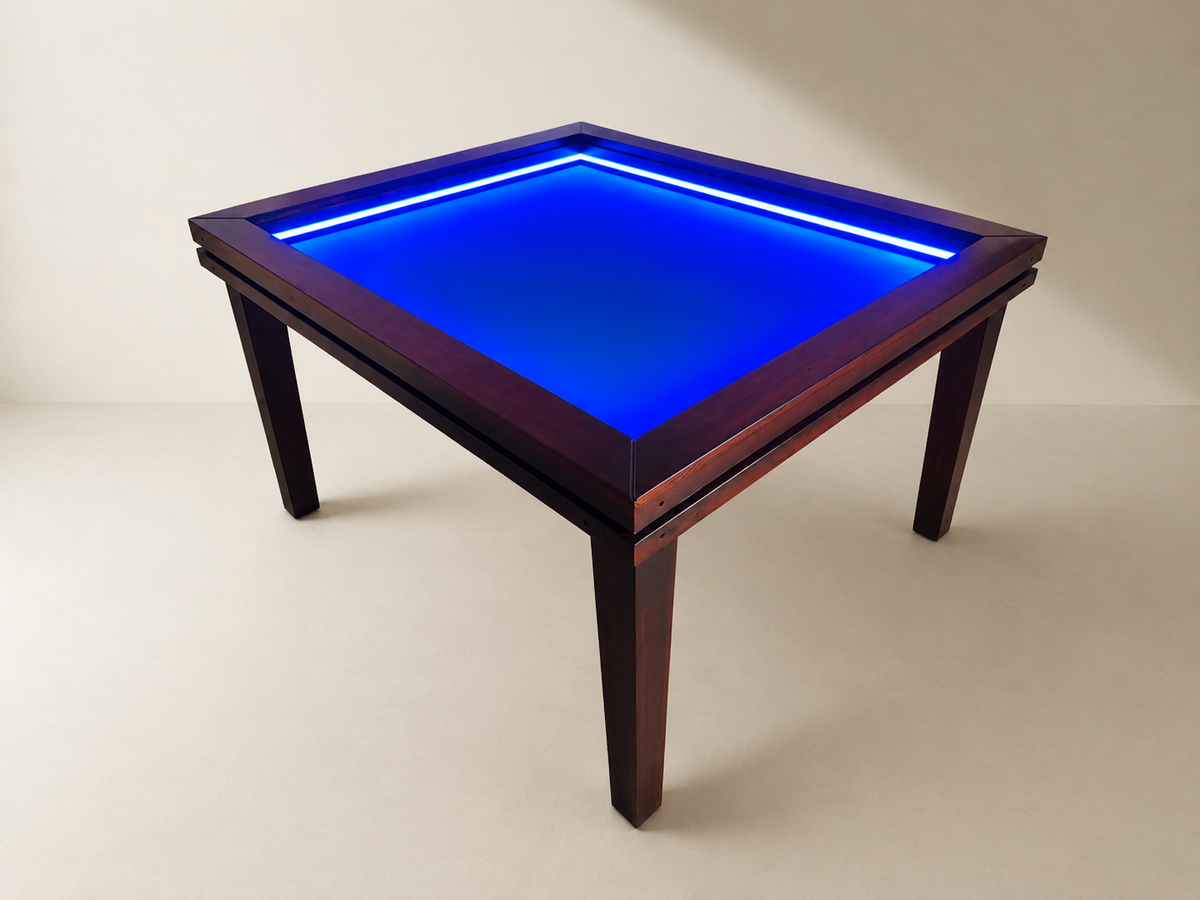 MESA MODELO CUADRILATERO CON LUZ LED para 6 personas 145cm x 120cm.