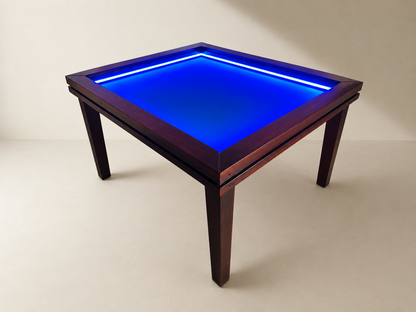 MESA MODELO CUADRILATERO CON LUZ LED para 6 personas 145cm x 120cm.