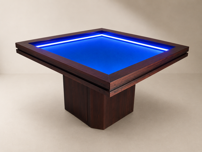 MESA/COMEDOR MODELO PEDESTAL CON LUZ LED para 6 personas 145cm x 120cm.