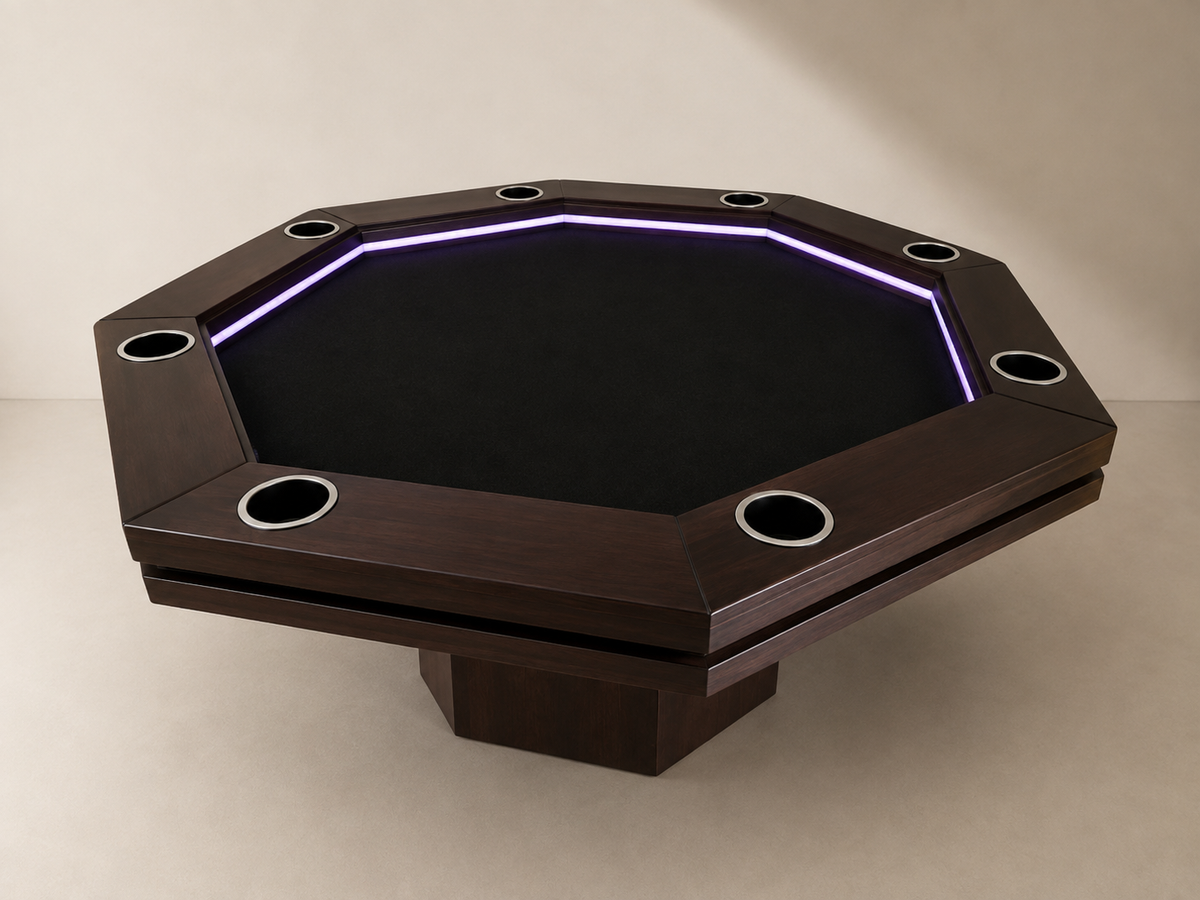 COMEDRO/MESA DE POKER SIN LED OCTAGONAL CON PORTAVASOS para 8 personas.