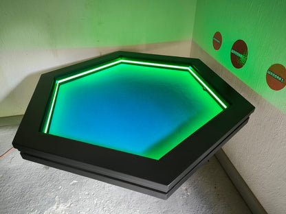 1 MESA HEXAGONAL CON LUZ LED para 6 personas