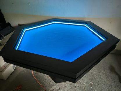 1 MESA HEXAGONAL CON LUZ LED para 6 personas