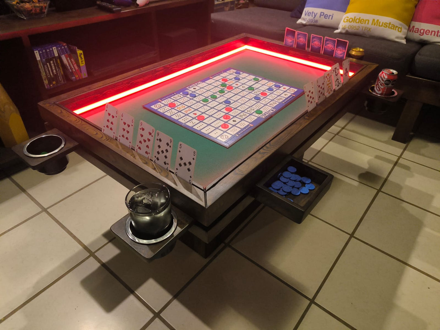 MESA DE CENTRO/JUEGOS RECTANGULAR CON LUZ LED