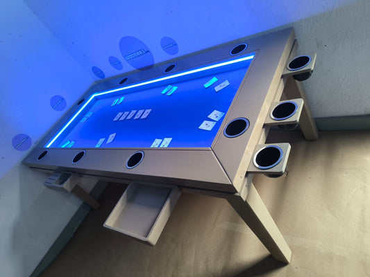 COMEDOR/MESA DE POKER RECTANGULAR 8 PERSONAS CON PORTAVASOS CON LUZ LED
