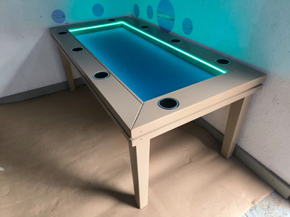 COMEDOR/MESA DE POKER RECTANGULAR 8 PERSONAS CON PORTAVASOS CON LUZ LED
