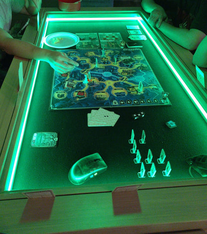 4 PERSONAS MESA JUEGO/COMEDOR RECTANGULAR TAPA ANTI DERRAMES CON LUZ LED
