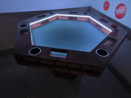 MESA DELUX HEXAGONAL CON LUZ LED CON PASA DADOS