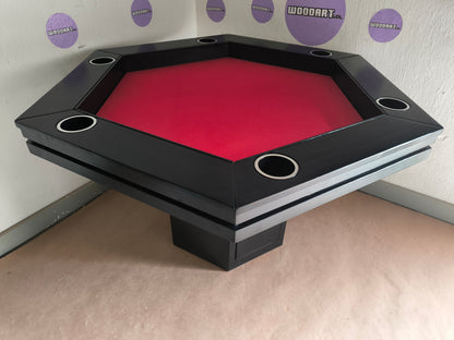 MESA DE POKER HEXAGONAL CON PORTAVASOS
