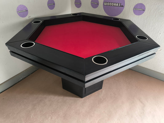 MESA DE POKER HEXAGONAL CON PORTAVASOS