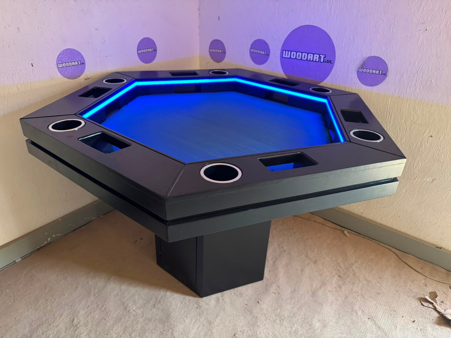 MESA DELUX HEXAGONAL CON LUZ LED CON PASA DADOS