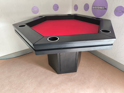 MESA DE POKER HEXAGONAL CON PORTAVASOS