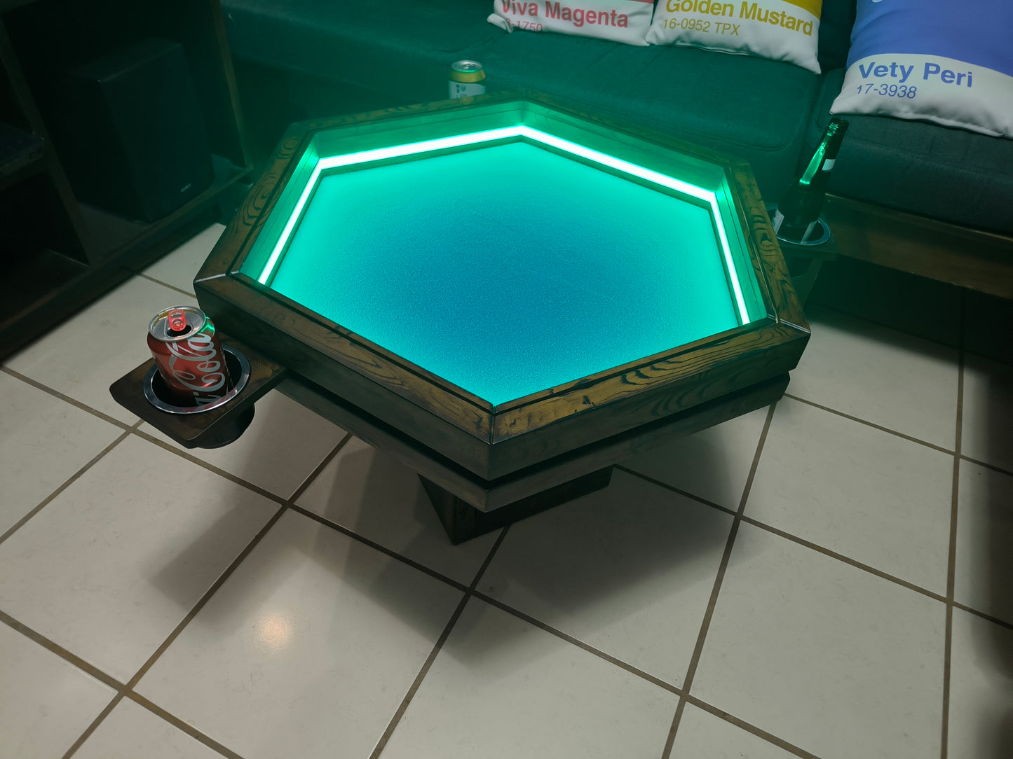 MESA HEXAGONAL DE CENTRO/JUEGOS CON LUZ LED