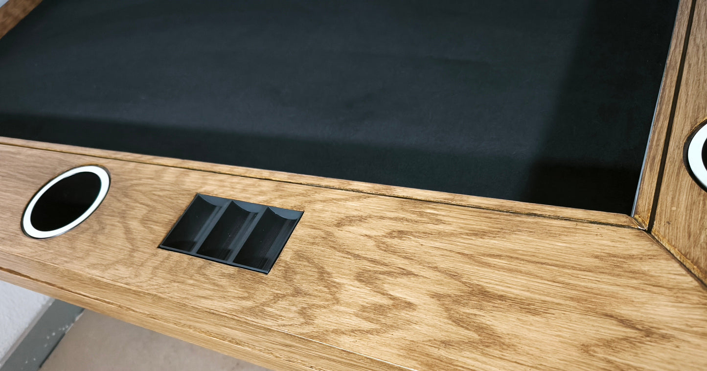 MESA DE POKER PREMIUM |BASE PEDESTAL | MADERA DE ENCINO | RECTANGULAR Para 6 personas