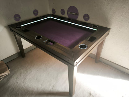 MESA DELUX RECTANGULAR CON LUZ LED CON PASA DADOS.