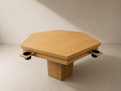 Mesa de juegos/Comedor Hexagonal Imperial | Madera de ENCINO AMERICANO SIN LUZ LED para 6 personas.