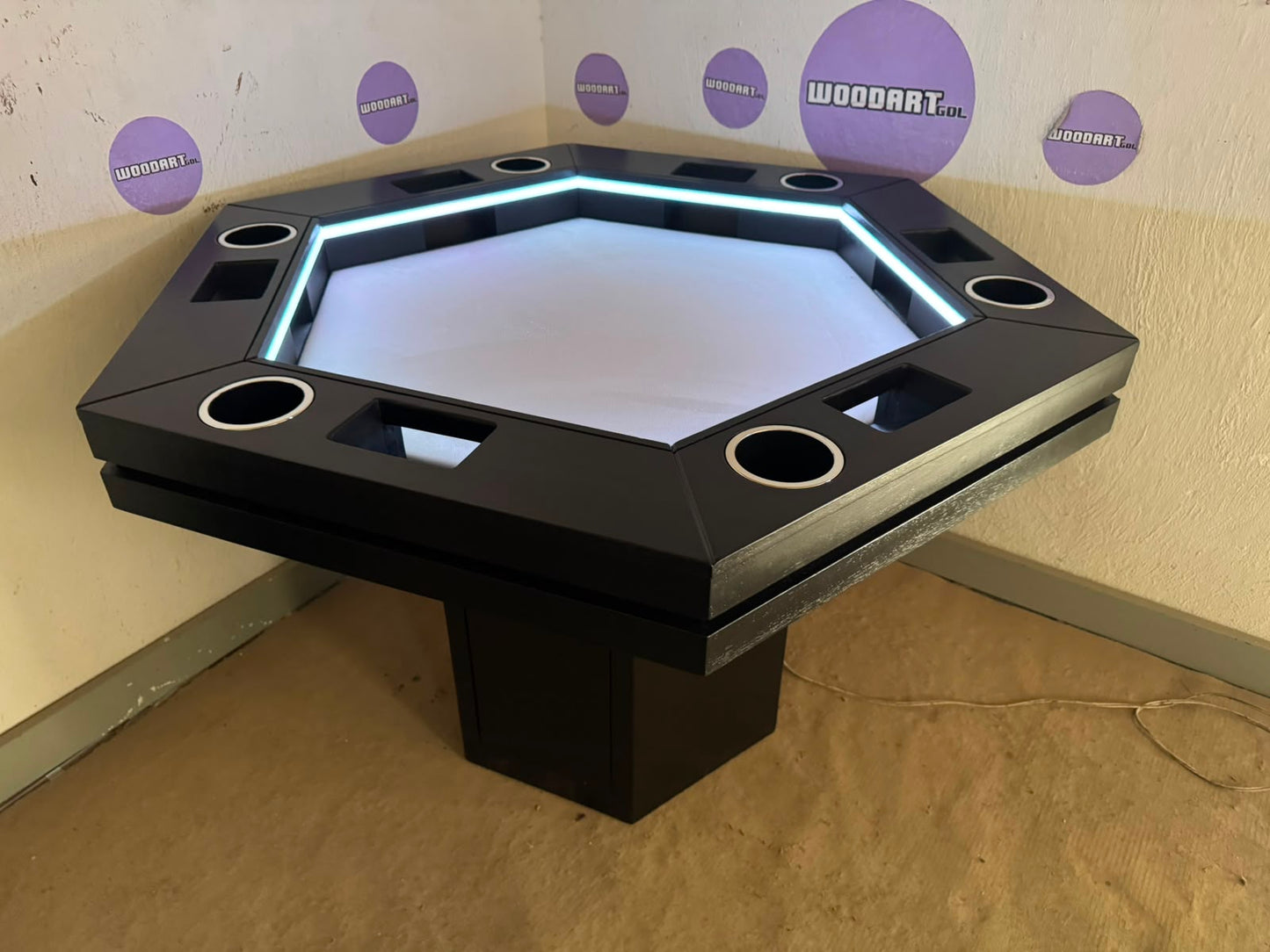 MESA DELUX HEXAGONAL CON LUZ LED CON PASA DADOS