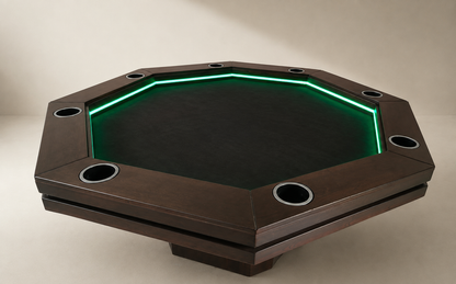 COMEDRO/MESA DE POKER CON LED OCTAGONAL CON PORTAVASOS para 8 personas.