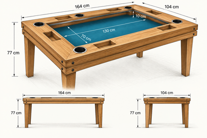 MESA DELUX PRIME PAROTA | RECTANGULAR 6 Personas | LED| PASA DADOS.