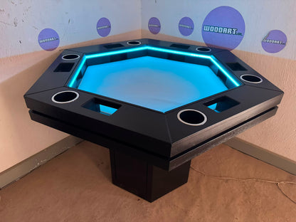 MESA DELUX HEXAGONAL CON LUZ LED CON PASA DADOS