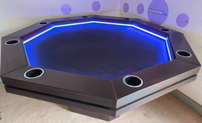 COMEDRO/MESA DE POKER CON LED OCTAGONAL CON PORTAVASOS para 8 personas