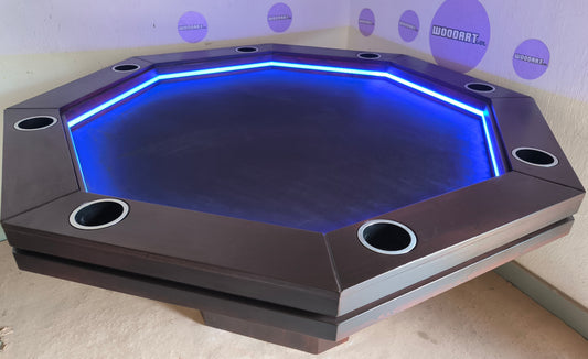 COMEDRO/MESA DE POKER CON LED OCTAGONAL CON PORTAVASOS para 8 personas