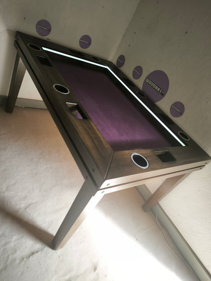 MESA DELUX RECTANGULAR CON LUZ LED CON PASA DADOS.